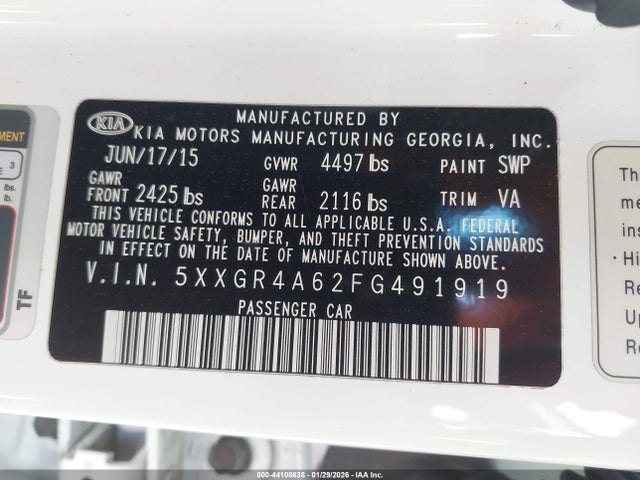 5XXGR4A62FG491919 KIA Optima Sx Turbo