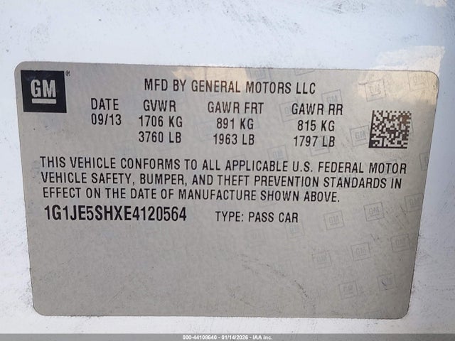 1G1JE5SHXE4120564 Chevrolet Sonic Ltz Auto