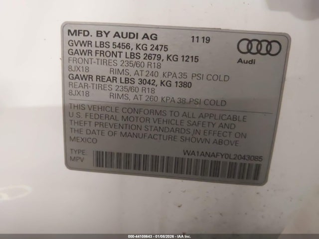 2020 AUDI Q5 WA1ANAFY0L2043085 Photo 8
