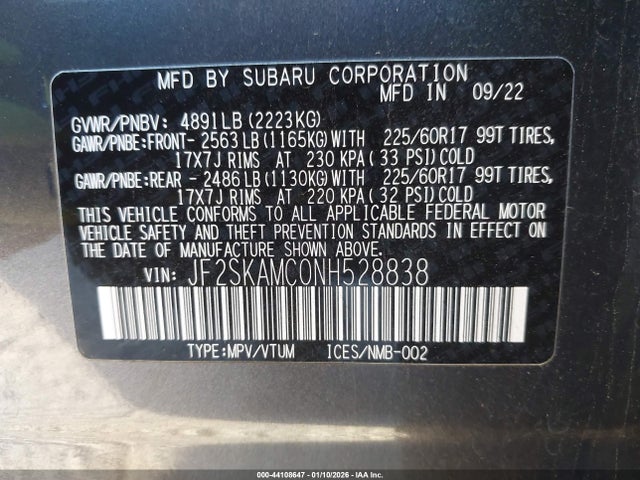 JF2SKAMC0NH528838 Subaru Forester Wilderness