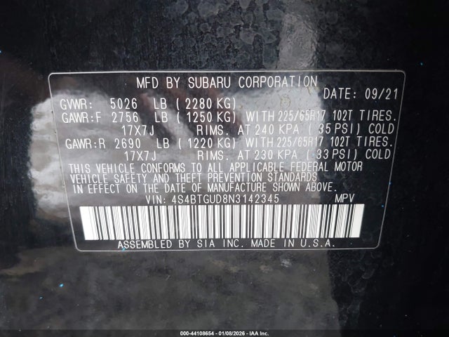 4S4BTGUD8N3142345 Subaru Outback Wilderness