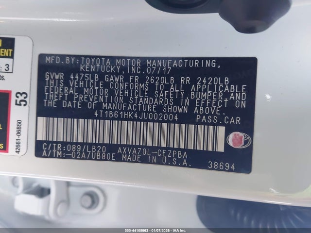 4T1B61HK4JU002004 Toyota CAMRY XSE