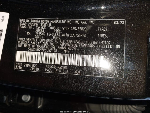 5TDXBRCH7PS582118 Toyota Highlander Hybrid Limited
