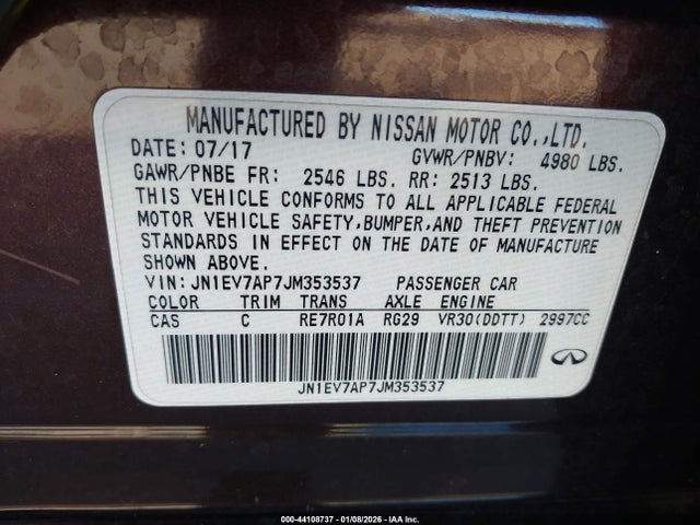JN1EV7AP7JM353537 Infiniti Q50 3.0t Luxe