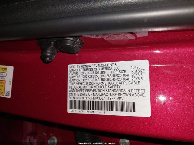 5FNYF8H50PB043667 Honda Passport Awd Ex-l