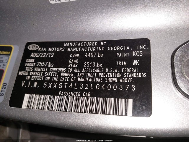 5XXGT4L32LG400373 KIA Optima Lx