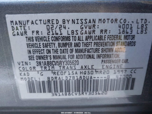 3N1AB8CV5RY305620 Nissan Sentra Sv Xtronic Cvt