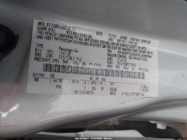 2016 FORD FOCUS 1FADP3J23GL228684 Photo 8