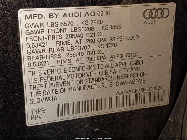 2017 AUDI Q7 WA1VAAF72HD009231 Photo 8