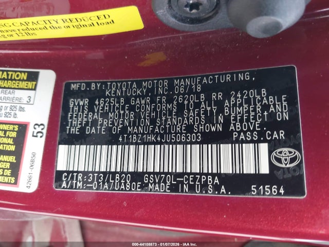 4T1BZ1HK4JU506303 Toyota Camry Xse V6
