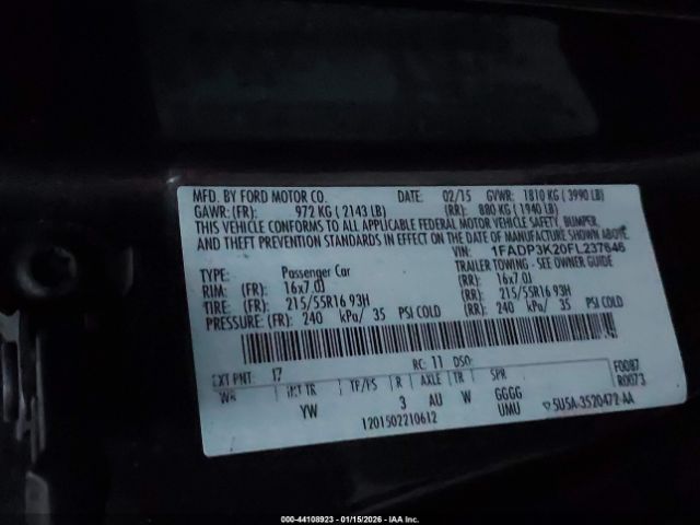 2015 FORD FOCUS 1FADP3K20FL237646 Photo 8