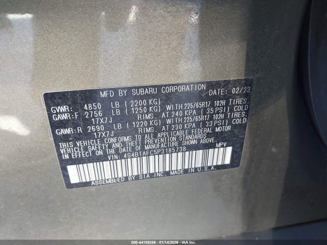 4S4BTAFC5P3185738 Subaru Outback Premium