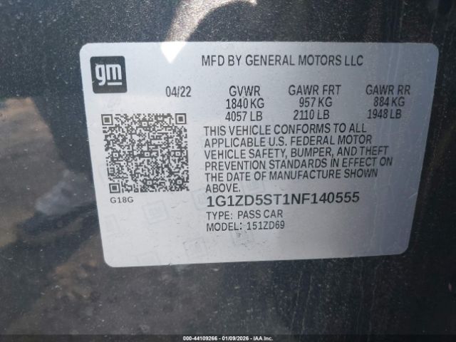 2022 CHEVROLET MALIBU 1G1ZD5ST1NF140555 Photo 8