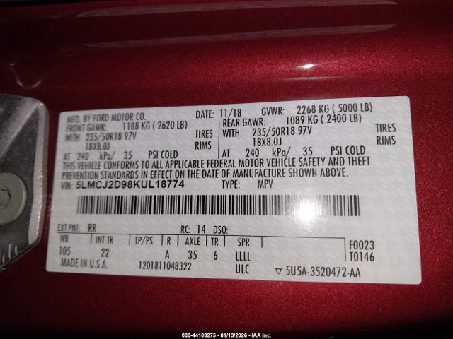 5LMCJ2D98KUL18774 Lincoln MKC SELECT
