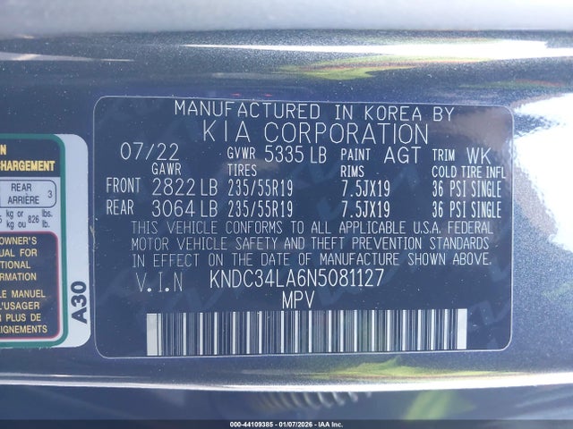 KNDC34LA6N5081127 KIA Ev6 Wind