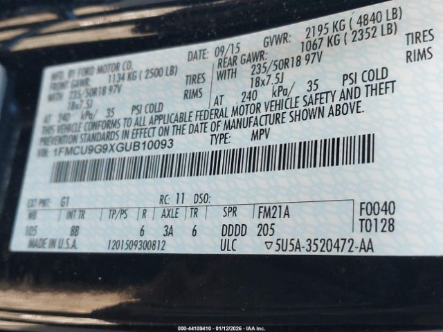 2016 FORD ESCAPE 1FMCU9G9XGUB10093 Photo 8