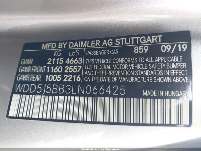 Aukcja sprzedaży 2020 Mercedes-benz Amg Cla 35 4matic, vin: WDD5J5BB3LN066425, numer aukcji: 44109414