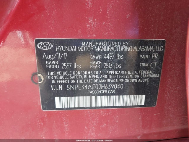 5NPE34AF0JH639040 Hyundai Sonata Sport