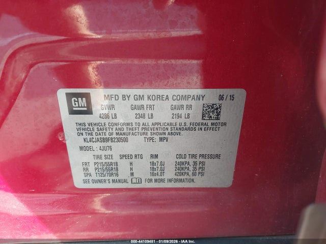 Продажа на аукционе авто 2015 Buick Encore, vin: KL4CJASB9FB230500, номер лота: 44109481