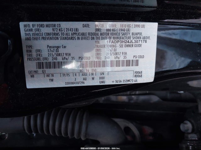 1FADP3H24JL307178 Ford FOCUS SEL