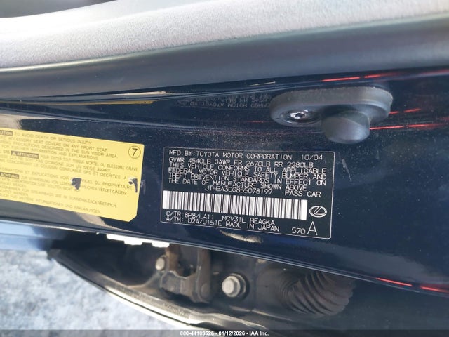 Продажа на аукционе авто 2005 Lexus Es 330, vin: JTHBA30G855078197, номер лота: 44109526