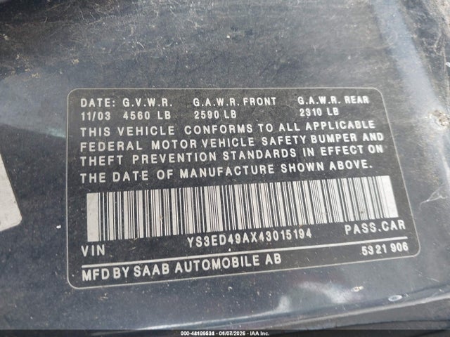 2004 SAAB 9-5 YS3ED49AX43015194 Photo 8