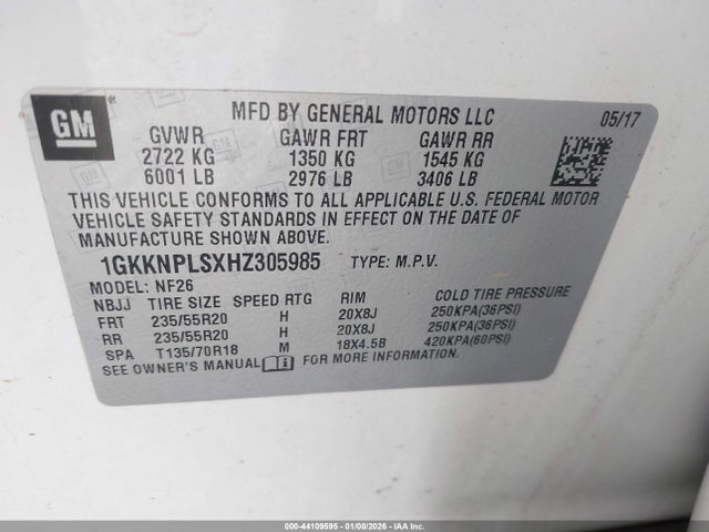 1GKKNPLSXHZ305985 GMC Acadia Denali