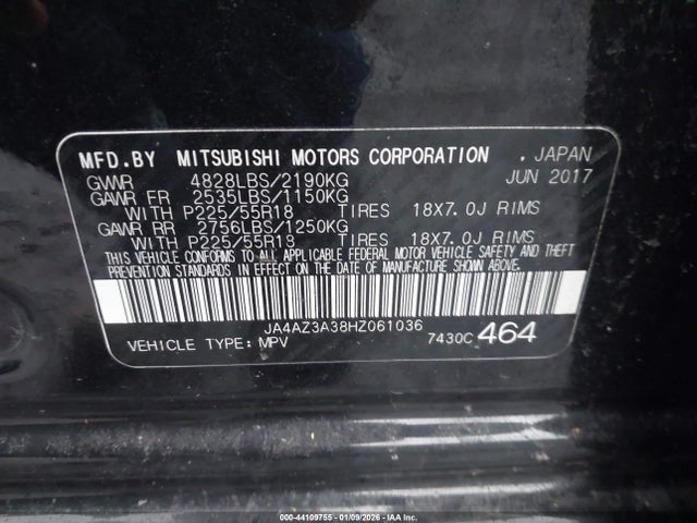 2017 MITSUBISHI OUTLANDER JA4AZ3A38HZ061036 Photo 8