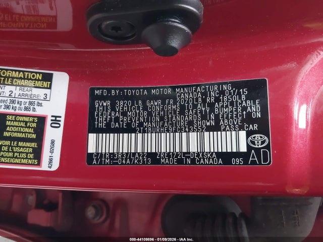 Toyota Corolla S Premium 2015 2T1BURHE9FC343552 Image 9