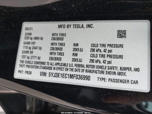 2021 TESLA MODEL 3 5YJ3E1EC1MF036990 Photo 8
