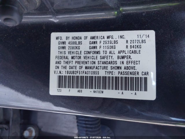 Aukcja sprzedaży 2015 Acura Tlx V6 Tech, vin: 19UUB2F51FA010955, numer aukcji: 44109978