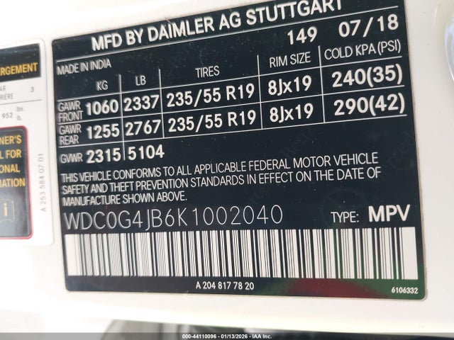 WDC0G4JB6K1002040 Mercedes-Benz GLC 300