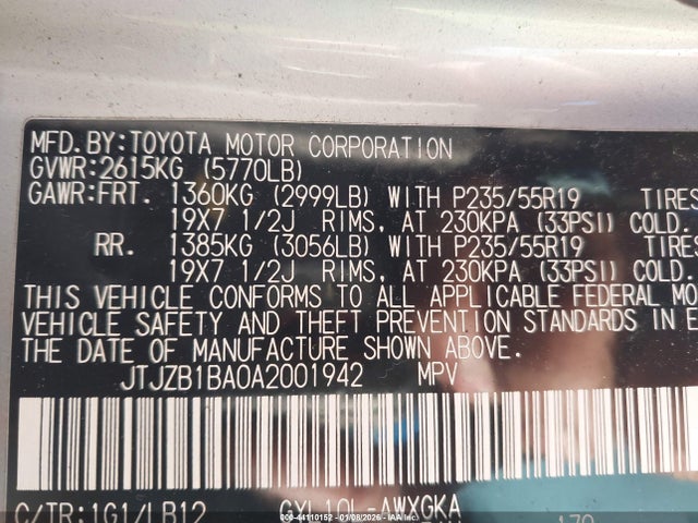 Продажа на аукционе авто 2010 Lexus Rx 450h, vin: JTJZB1BA0A2001942, номер лота: 44110152