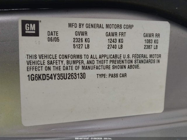 2005 CADILLAC DEVILLE 1G6KD54Y35U263130 Photo 8