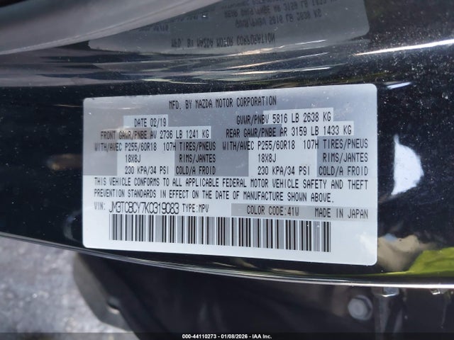 Продаж на аукціоні авто 2019 Mazda Cx-9 Touring, vin: JM3TCBCY7K0319083, номер лоту: 44110273