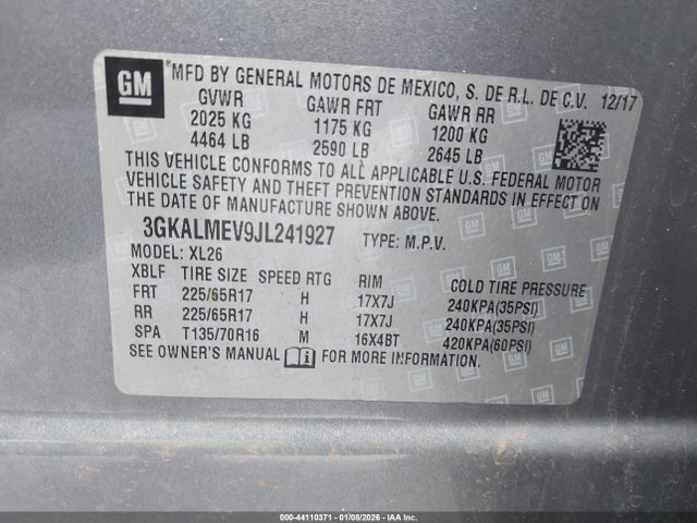 Продажа на аукционе авто 2018 Gmc Terrain Sle, vin: 3GKALMEV9JL241927, номер лота: 44110371