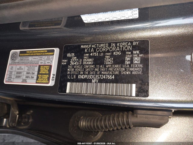 44110387 :رقم المزاد ، KNDPU3DG3S7247664 vin ، 2025 Kia Sportage Hybrid Lx مزاد بيع