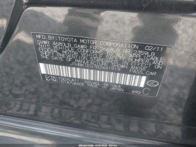 2011 LEXUS ES 350 JTHBK1EG7B2441919 Photo 8