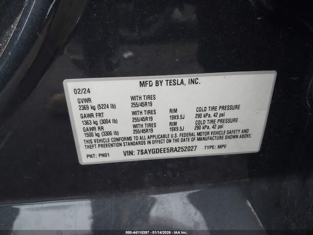 2024 TESLA MODEL Y 7SAYGDEE5RA252027 Photo 8
