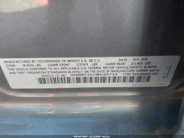 2009 VOLKSWAGEN JETTA 3VWRM71K19M150713 Photo 8