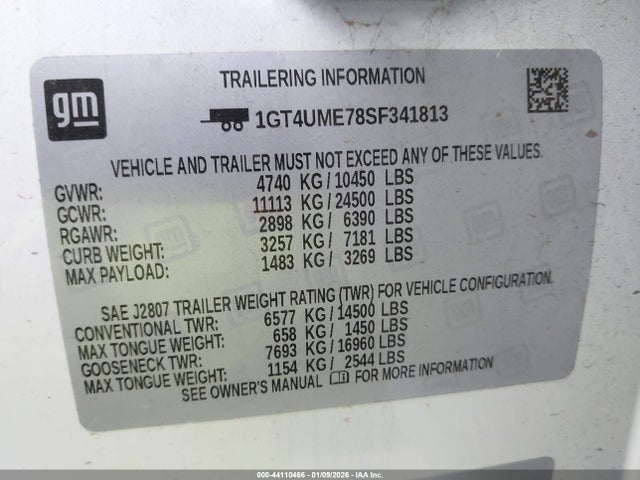 2025 Gmc Sierra 2500hd 4wd  Standard Bed Sle მანქანა იყიდება აუქციონზე, vin: 1GT4UME78SF341813, აუქციონის ნომერი: 44110466