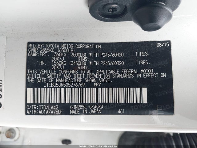 JTEBU5JR5G5276769 Toyota 4runner Limited