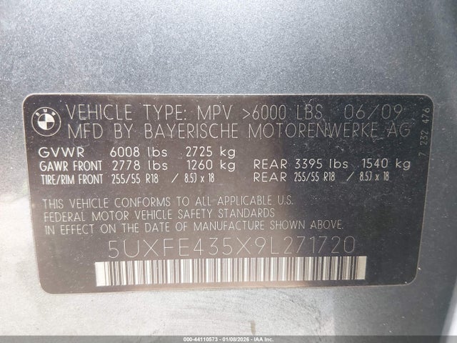 Aukcja sprzedaży 2009 Bmw X5 Xdrive30i, vin: 5UXFE435X9L271720, numer aukcji: 44110573