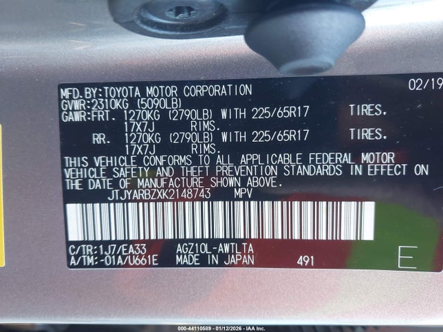 Aukcja sprzedaży 2019 Lexus Nx 300, vin: JTJYARBZXK2148743, numer aukcji: 44110589