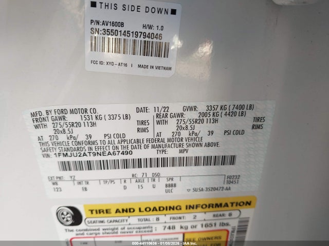 1FMJU2AT9NEA67490 Ford Expedition Limited