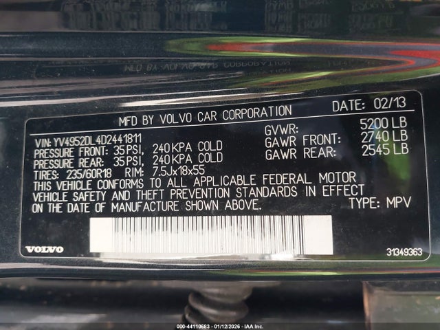 Продаж на аукціоні авто 2013 Volvo Xc60 3.2, vin: YV4952DL4D2441811, номер лоту: 44110683