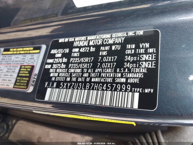 5XYZU3LB7HG457999 Hyundai Santa Fe Sport 2.4l
