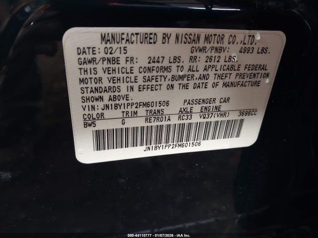 JN1BY1PP2FM601506 Infiniti Q70l 3.7