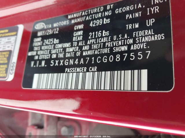 2012 KIA OPTIMA 5XXGN4A71CG087557 Photo 8