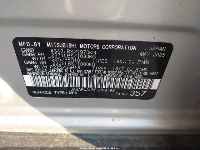 2025 MITSUBISHI OUTLANDER SPORT JA4ARUAU5SU009799 Photo 8